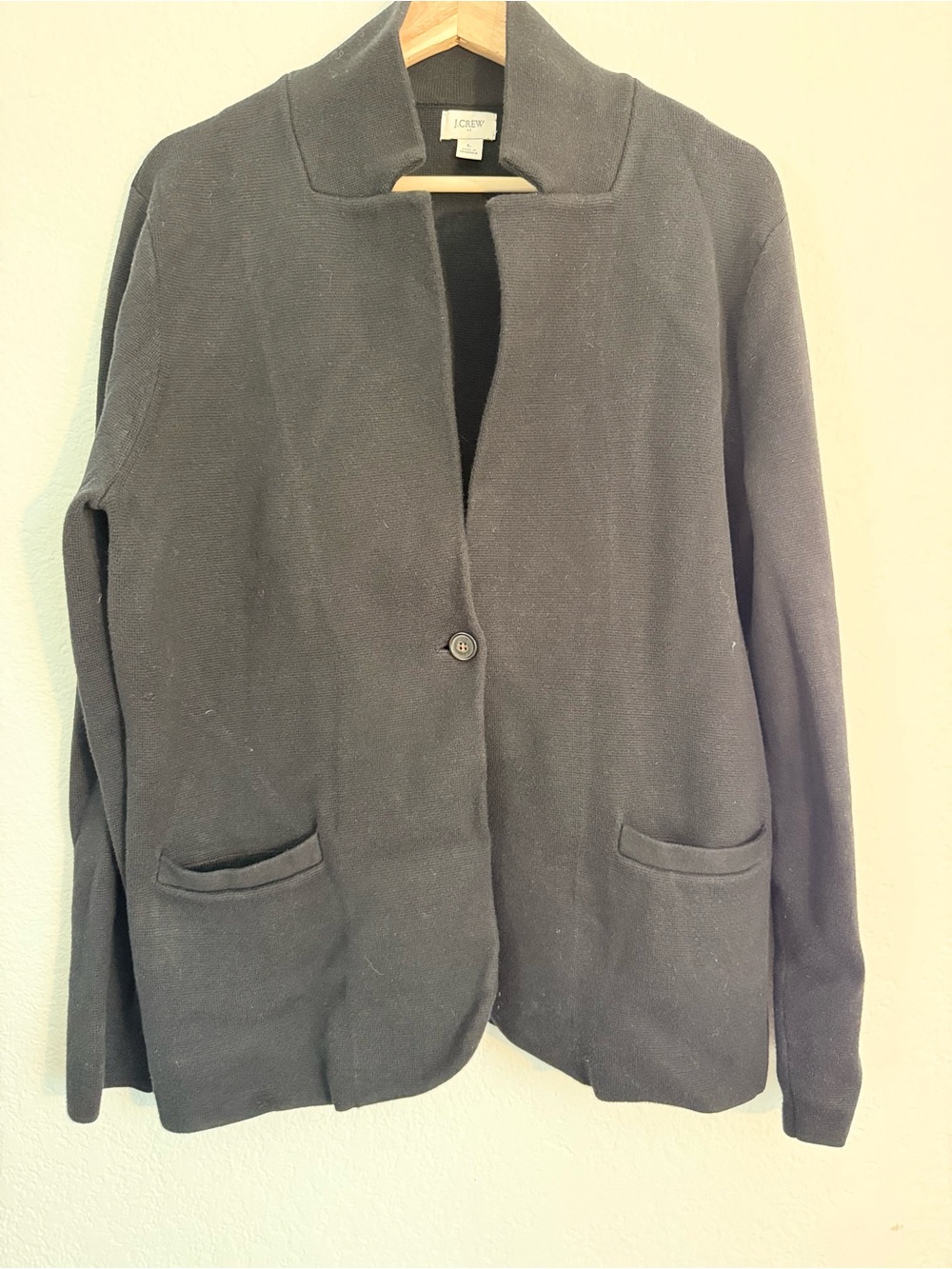 J. Crew Black Knit Single-Button Cardigan Blazer